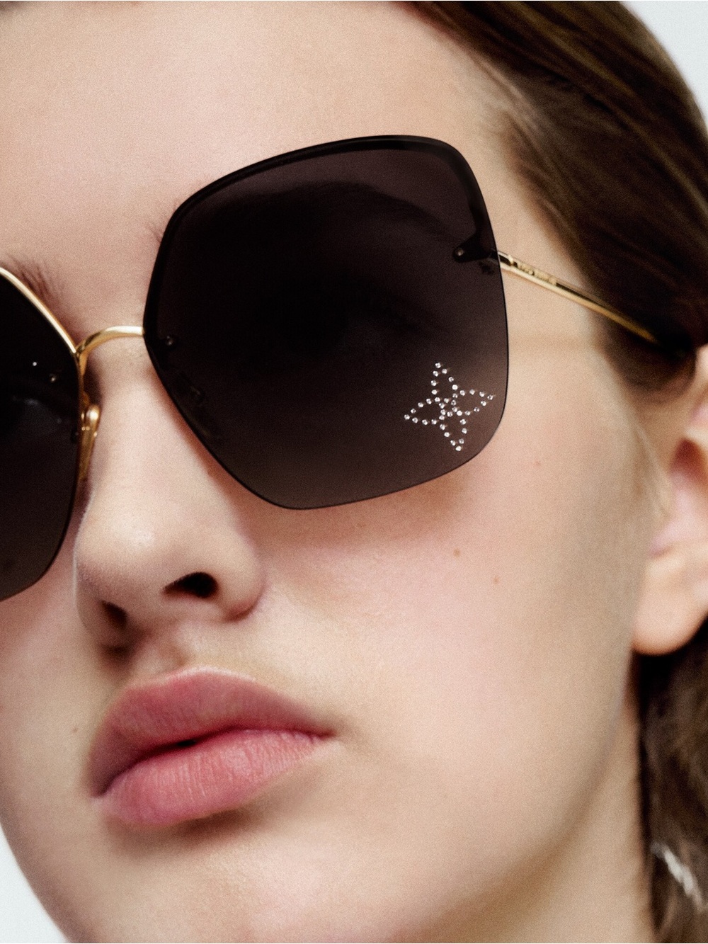 Louis Vuitton Z2013U My Monogram Square Charm Sunglasses Gold Gray Rhinestone